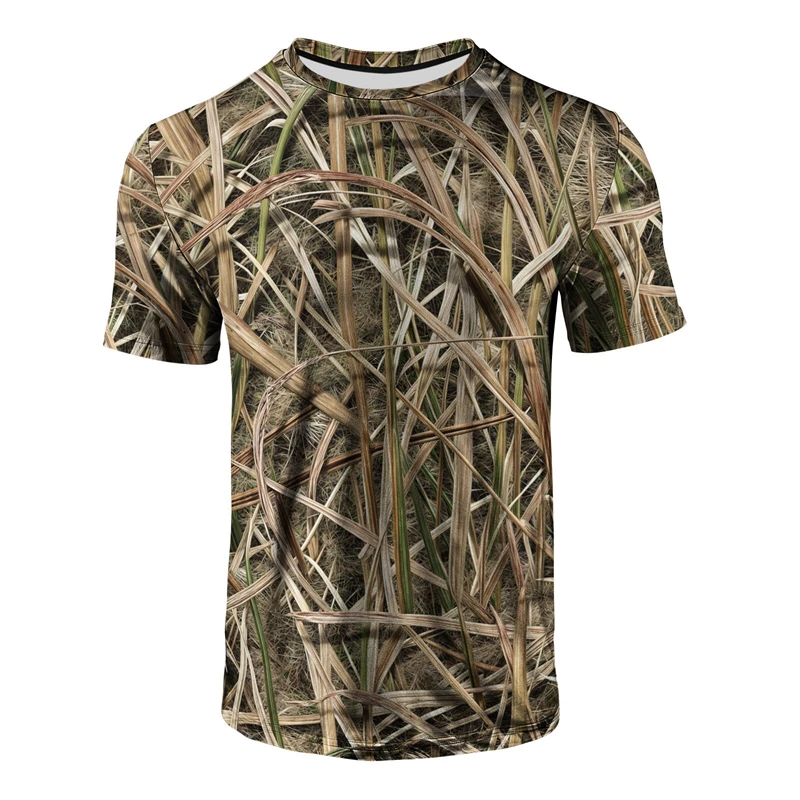 Hunting Outdoor Shop - Męska koszulka z nadrukiem kamuflażu trawiastego,