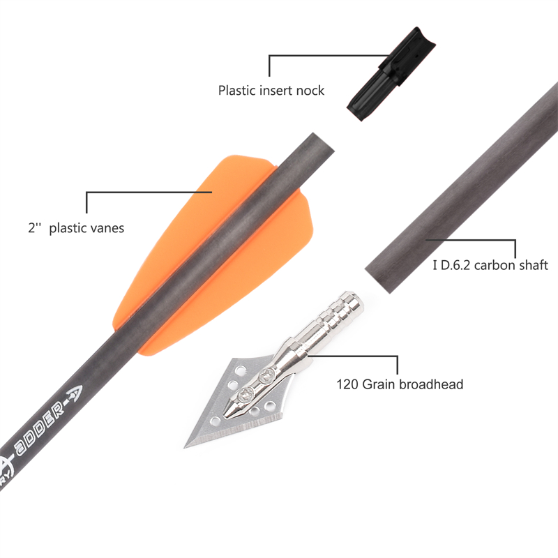 Crossbow Bolt Broadhead - 6 szt. Strzał do kuszy z